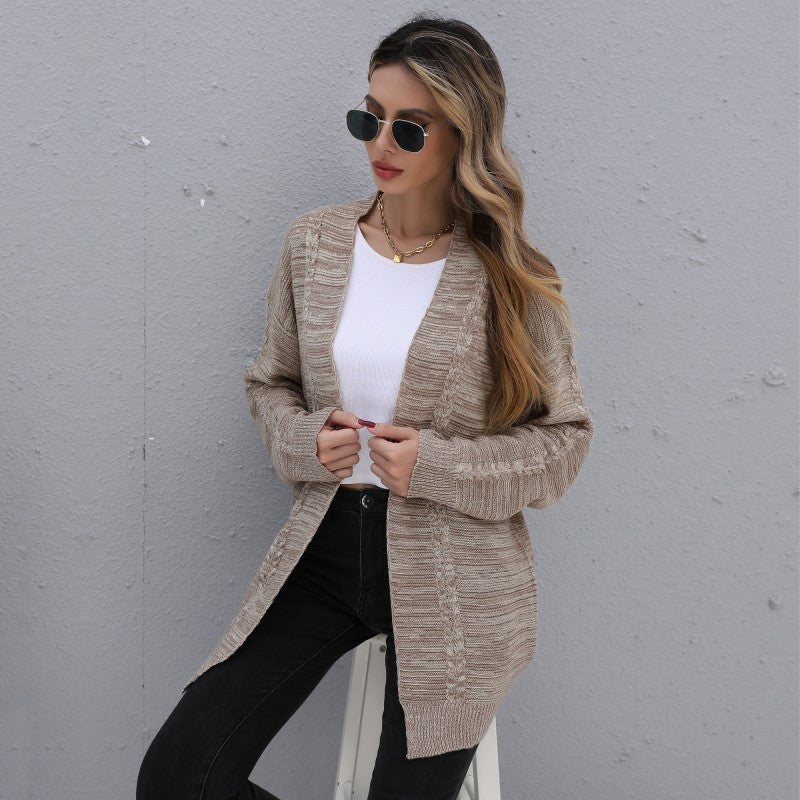 Damen Cardigan Lässiger Schnitt Strukturstrick Beige