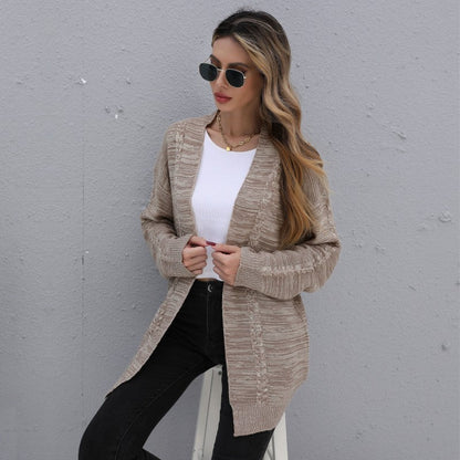 Damen Cardigan Lässiger Schnitt Strukturstrick Beige