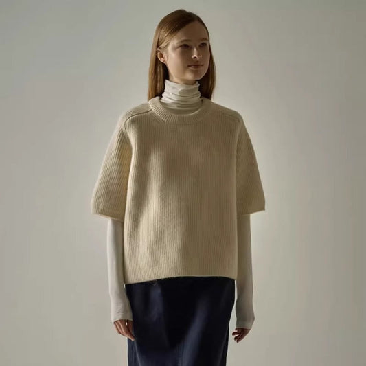 Damen Strickpullover Kurzärmelig Weich Eveloria - Eveloria