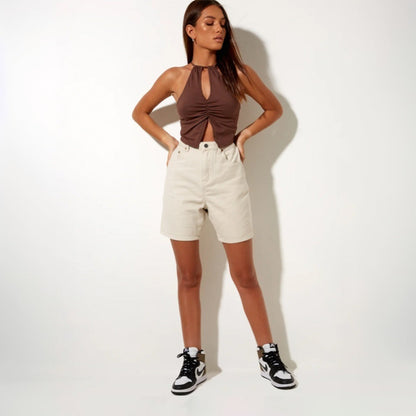 Damen Haltertop Raffiniertes Design mit Schlüsselausschnitt und