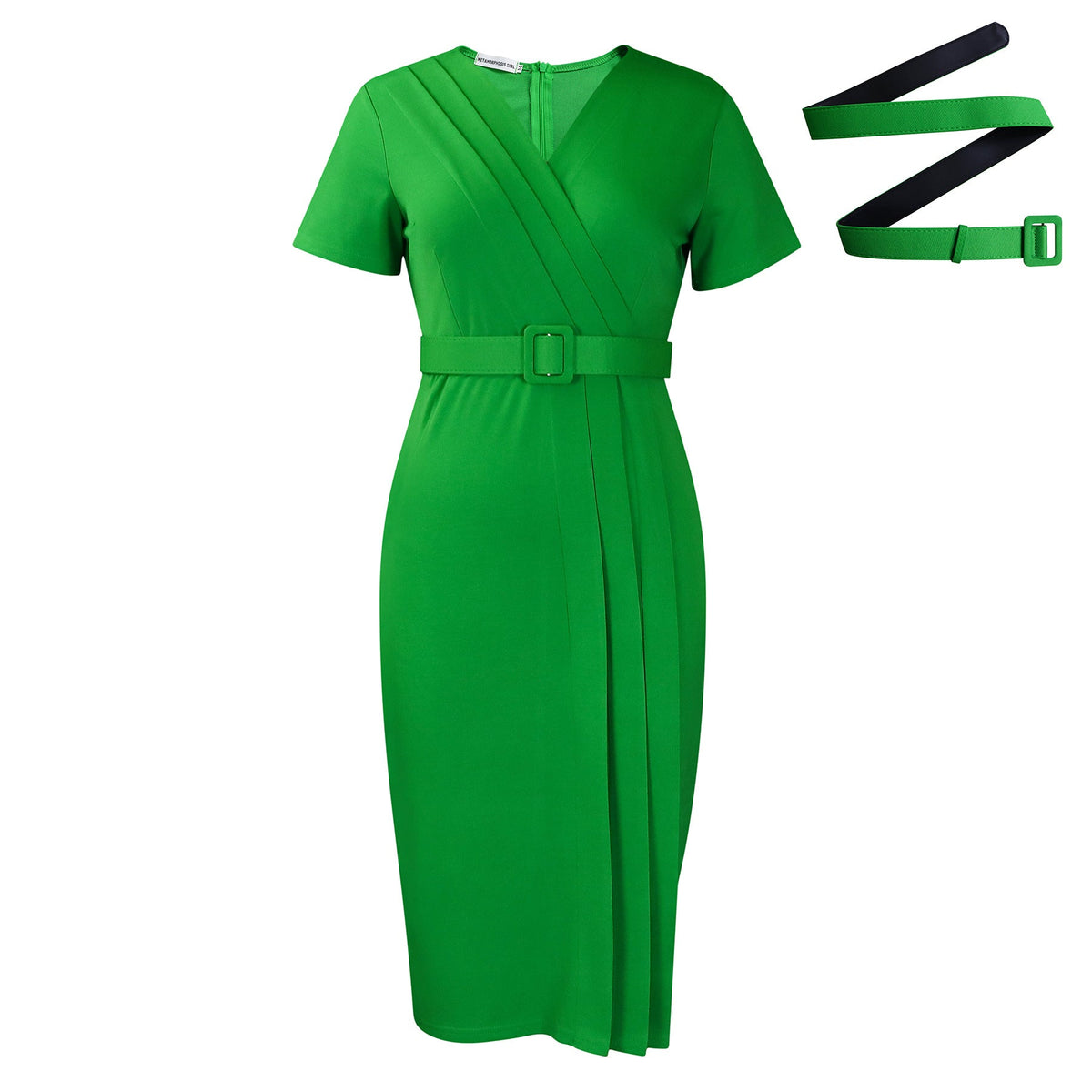 Damen Midi-Kleid Asymmetrisch Wickeldesign Gürtel Eveloria