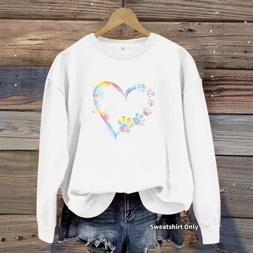 Damen Sweatshirt Florales Herzdesign Bequem Grau