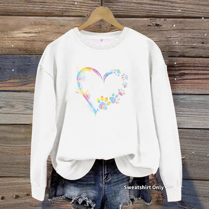 Damen Sweatshirt Florales Herzdesign Bequem Grau