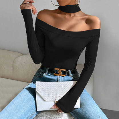 Damen Langarmshirt Off-Shoulder mit Knoten-Design Eveloria