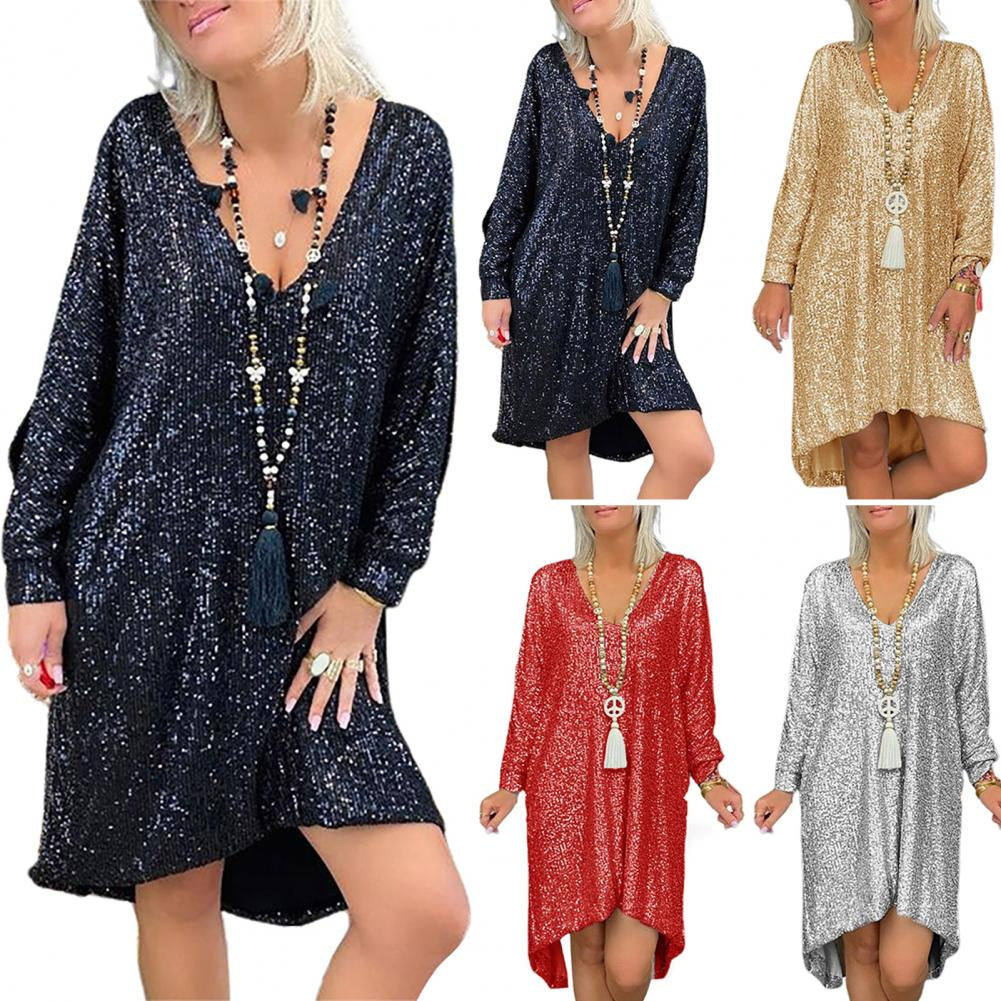 Damen Kaftan-Kleid Glitzernd Lässiger Schnitt Eveloria