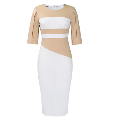 Damen Midi-Kleid Asymmetrisch ¾-Ärmel Elegantes Design