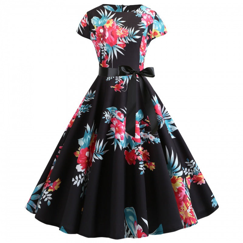 Damen Midikleid Floralmuster Tailliert Blumenmuster - Eveloria