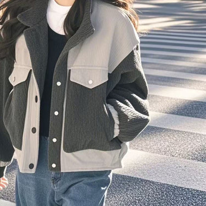 Damen Fleecejacke Oversized Strukturiert Anthrazit