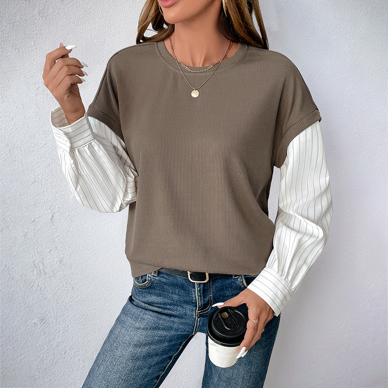 Damen Oberteil Lagenlook Krempelärmel Elegantes Design