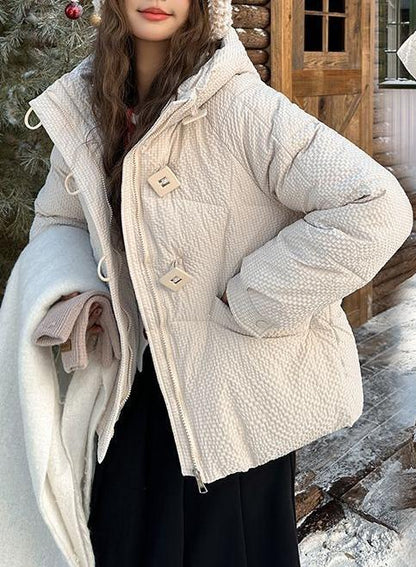 Damen Winterjacke Puffy mit Kapuze und Knöpfen Eveloria