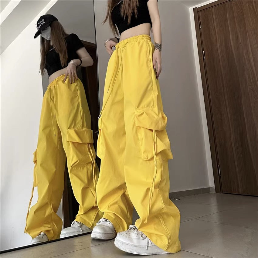 Damen Cargo-Hose Weites Bein Praktische Taschen Eveloria