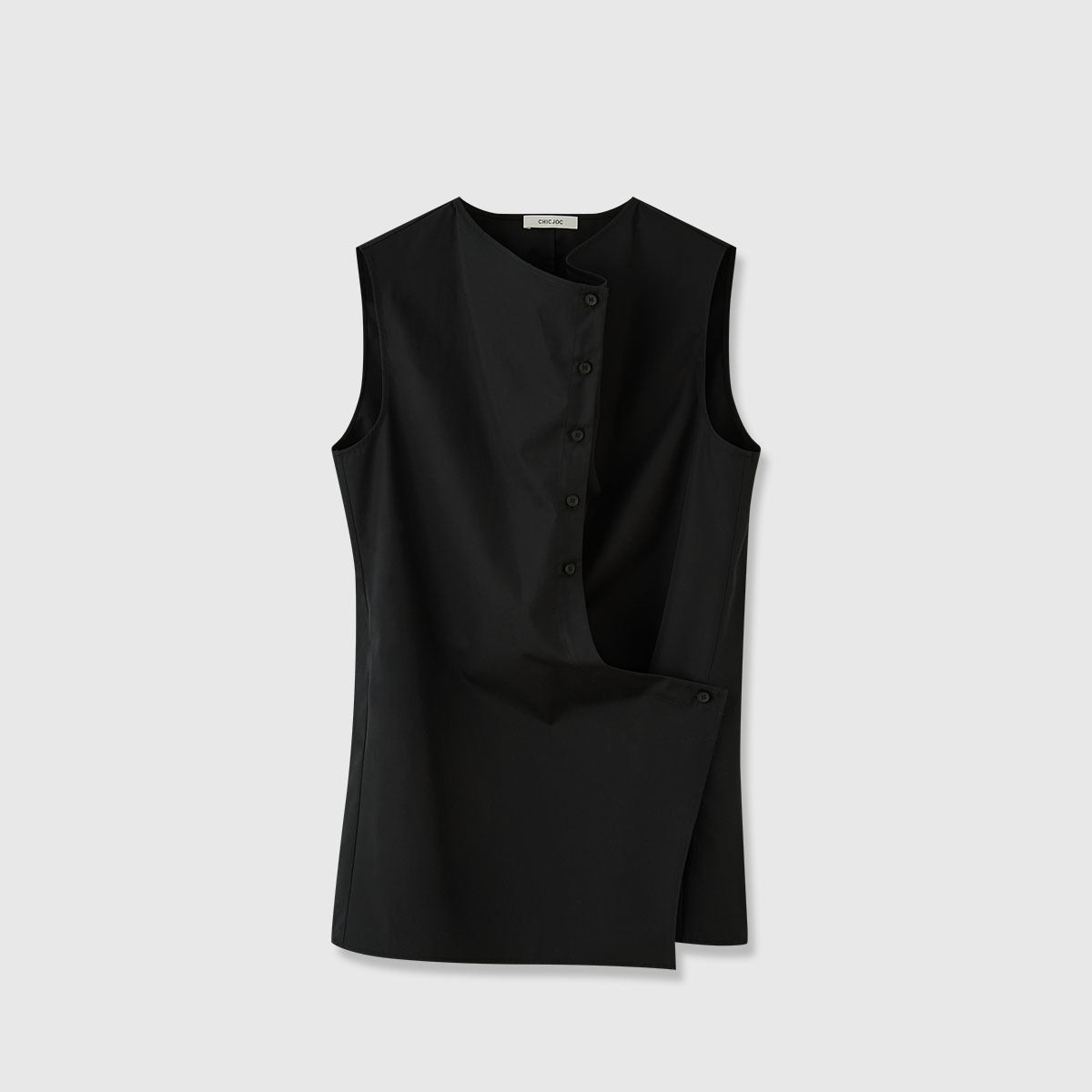 Damen Ärmelloses Hemd Asymmetrischer Schnitt Eveloria
