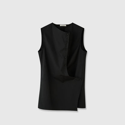 Damen Ärmelloses Hemd Asymmetrischer Schnitt Eveloria
