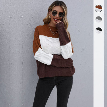 Damen Strickpullover Blockstreifenmuster Modern Lässig Eveloria - Eveloria
