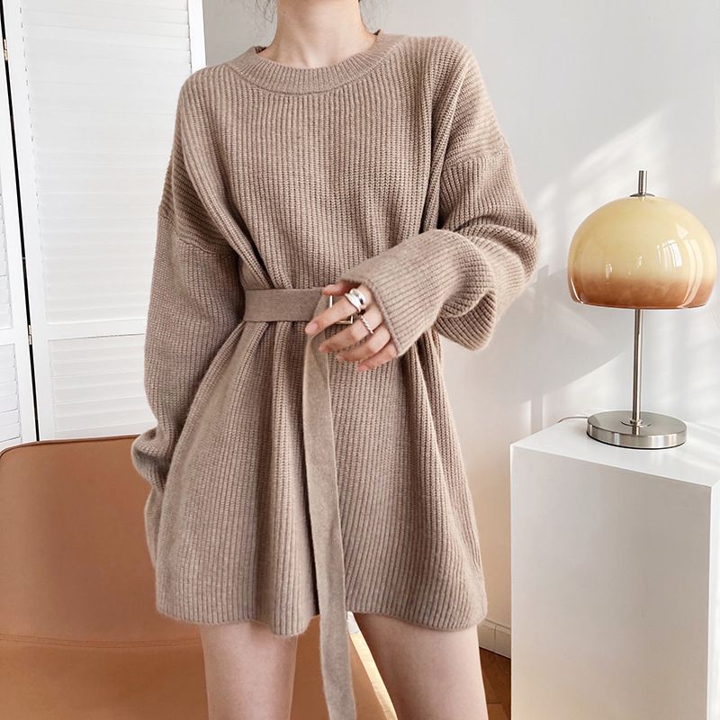 Damen Strickpullover mit Gürtel Eveloria