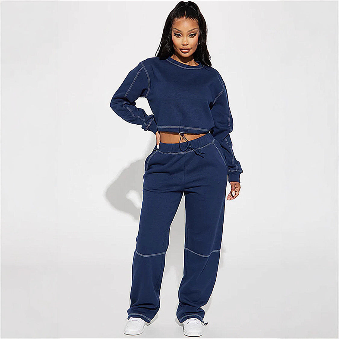 Damen Cropped Hoodie Hochkragen Eveloria