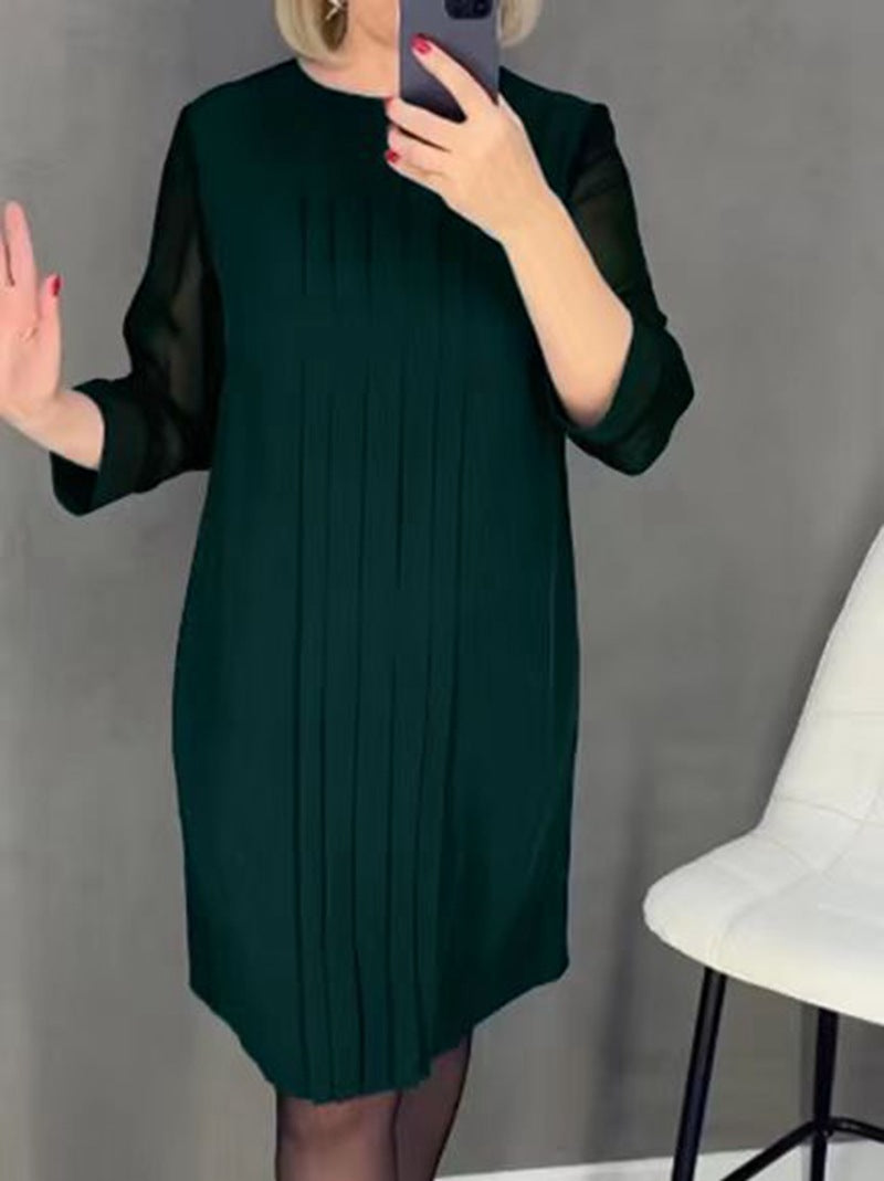Damen Rüschenkleid transparente Ärmel Eveloria