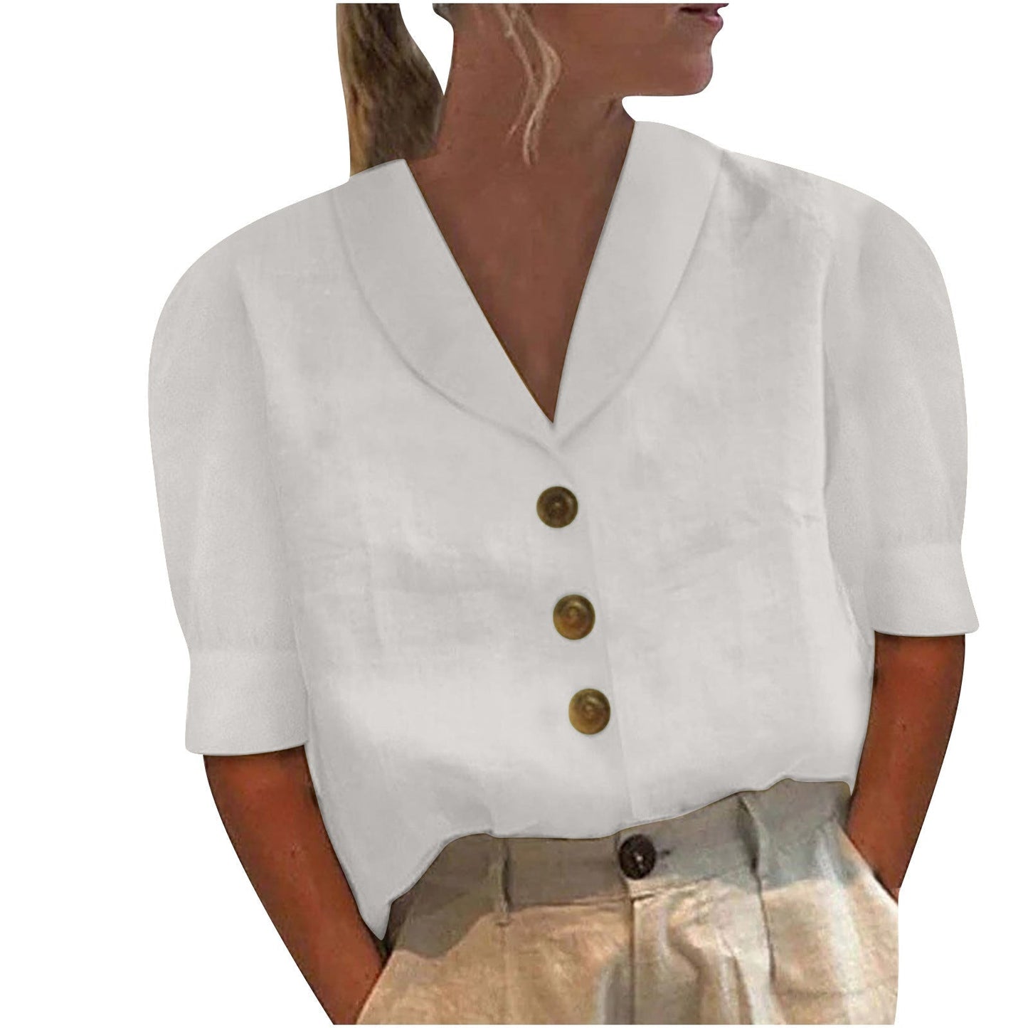 Damen Bluse Puffärmel Lässig - Eveloria