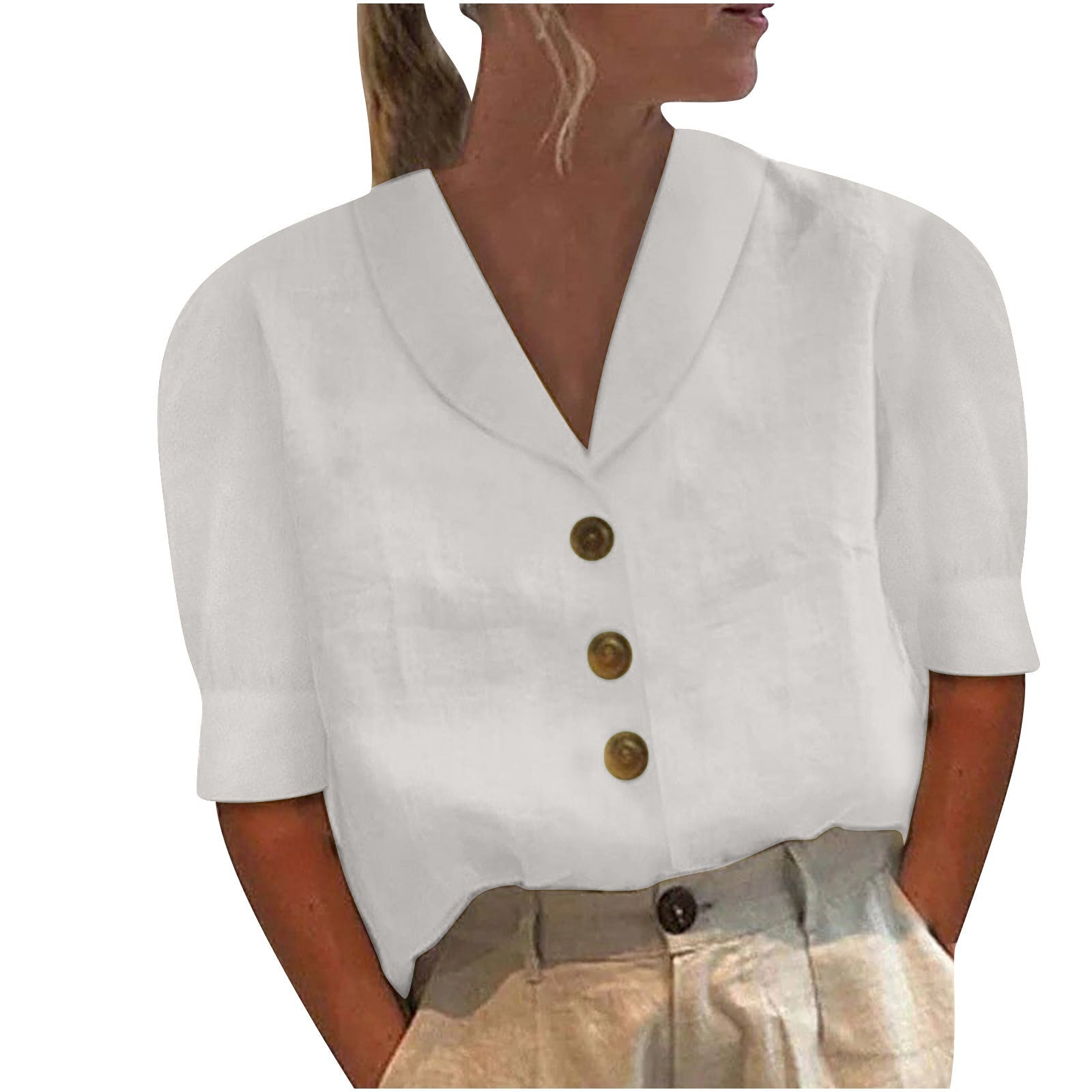 Damen Bluse Puffärmel Lässig - Eveloria