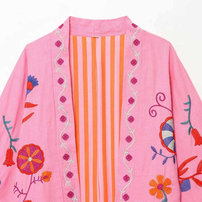 Damen Kimono-Jacke Bestickt Eveloria
