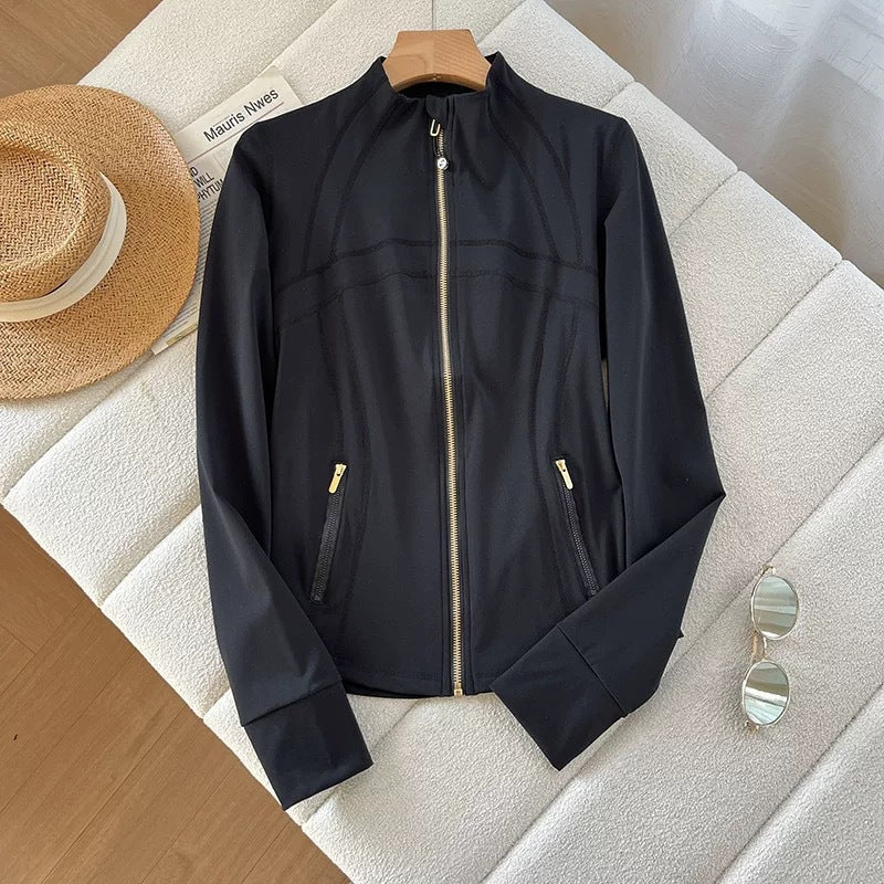 Damen Sportjacke Hochkragen Innovativer Reißverschluss