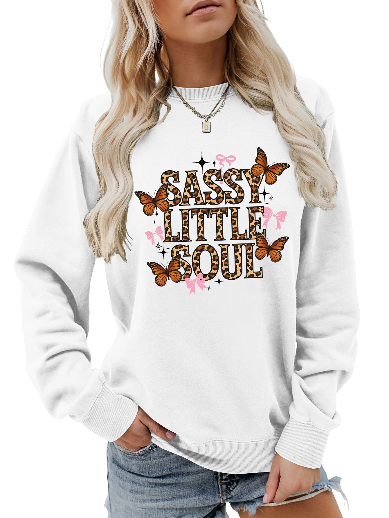 Damen Sweatshirt Schmetterlingsdesign Eveloria