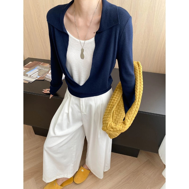 Damen Pullover Elegantes Design Tiefes Dekolleté Feine Stickerei
