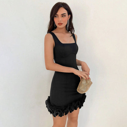 Damen Cocktailkleid Figurbetont Rüschendekoration Eveloria