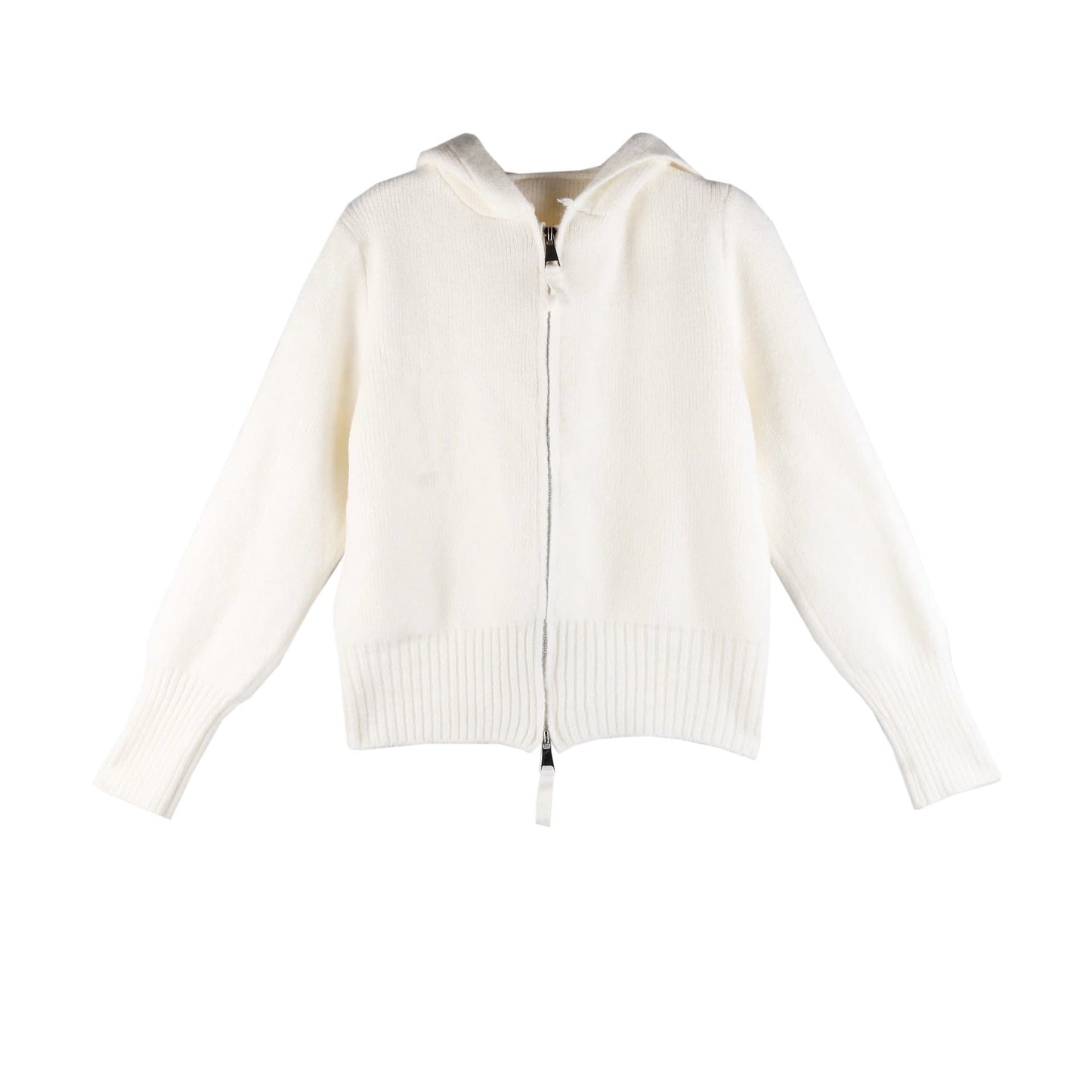 Damen Strickjacke Leicht Hoodie Reißverschluss Grau