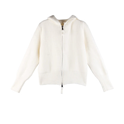 Damen Strickjacke Leicht Hoodie Reißverschluss Grau