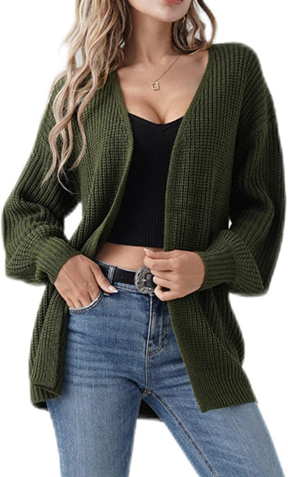 Damen Cardigan Grobstrick Lässiger Schnitt Beige