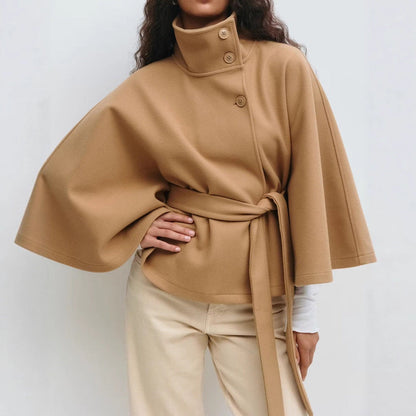 Damen Wendejacke Warm Hochkragen Bindegürtel Eveloria - Eveloria