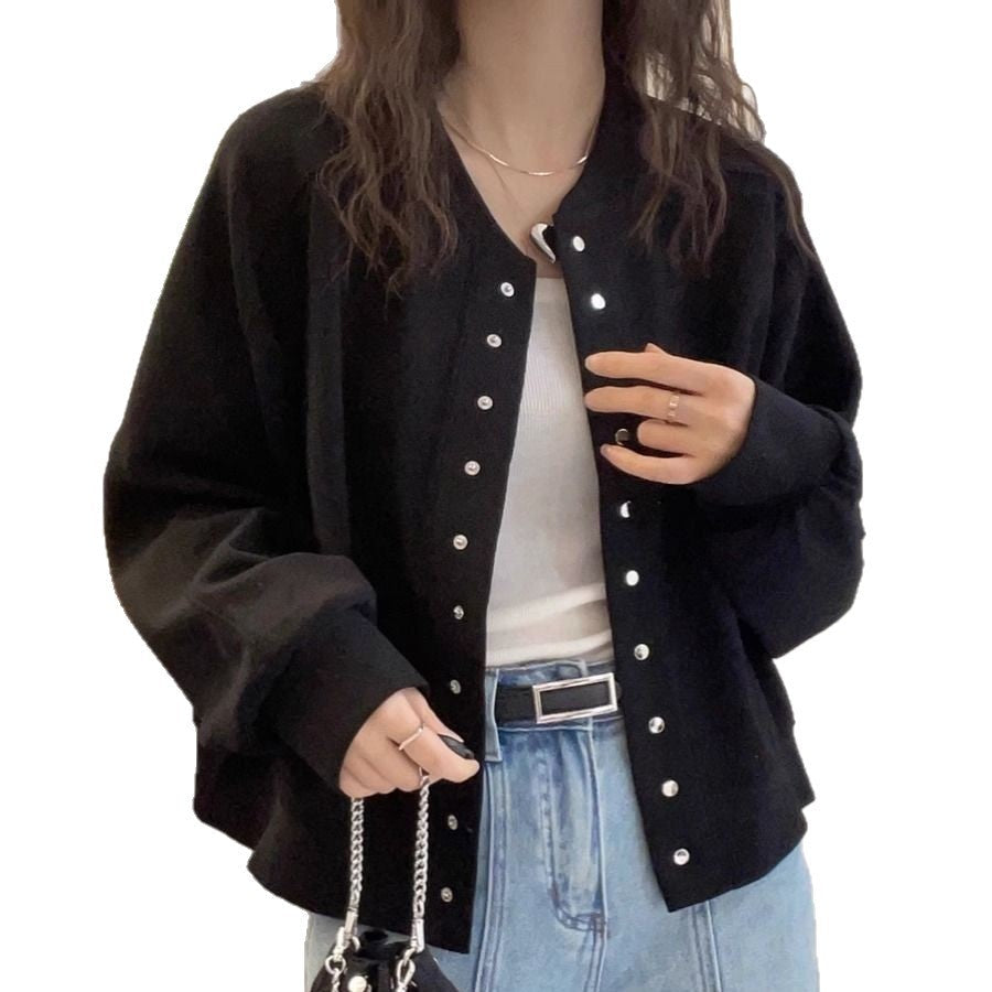Damen Collegejacke Sportlich Glänzende Druckknöpfe Eveloria