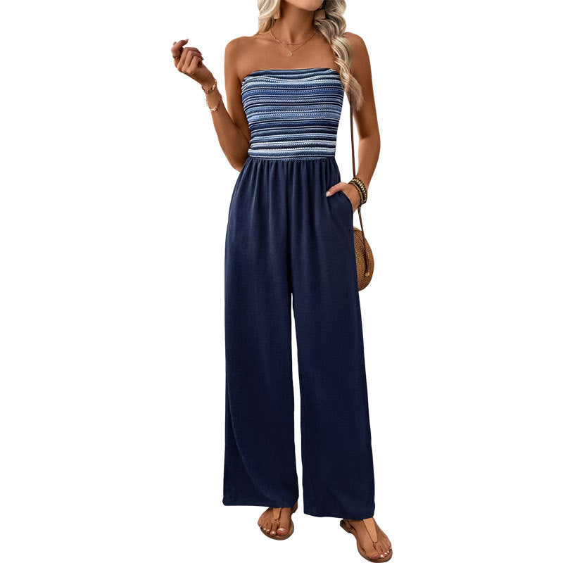 Damen Jumpsuit Weites Bein Elastisch Eveloria