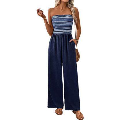 Damen Jumpsuit Weites Bein Elastisch Eveloria