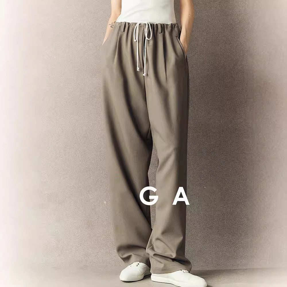 Damen Chino-Hose Weit Komfortabel Verstellbarer Bund Beige Eveloria - Eveloria