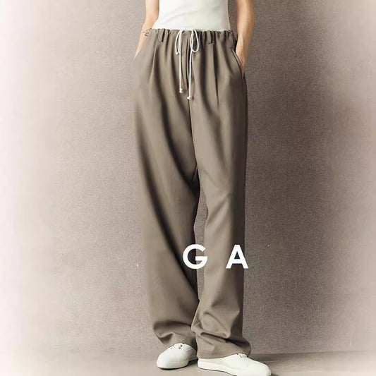 Damen Chino-Hose Weit Komfortabel Verstellbarer Bund Beige Eveloria - Eveloria