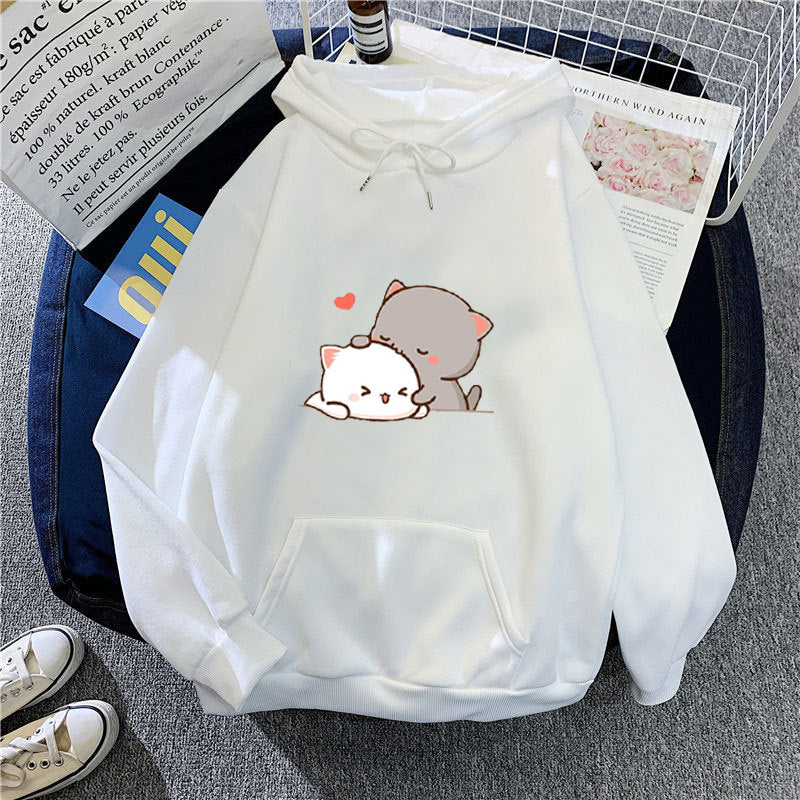 Damen Kapuzenpullover Katzenmotiv Bequem Grün - Eveloria