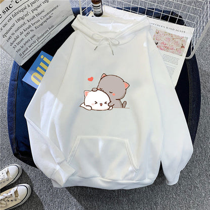 Damen Kapuzenpullover Katzenmotiv Bequem Grün - Eveloria