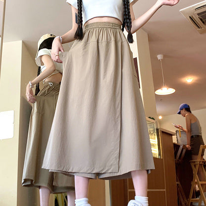 Damen Sommerrock Weit mit hoher Taille und Taschen - Eveloria
