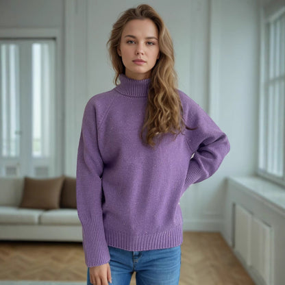 Eveloria Damen Rollkragenpullover Strukturiert Glitzernd