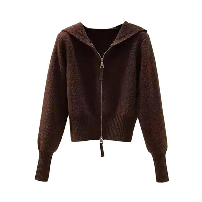 Damen Strickjacke Hochwertiger Stoff Modischer Reißverschluss