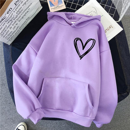 Damen Kapuzenpullover Herzmotiv Eveloria