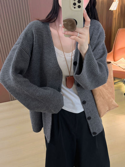 Damen Grobstrickjacke Langer Ärmel Lässiger Schnitt