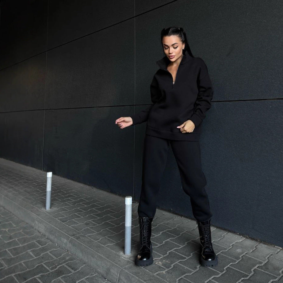 Damen Sweatanzug Hochkragen Reißverschlussdetails Eveloria