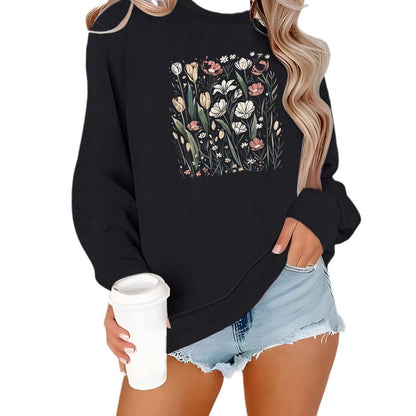 Damen Sweatshirt Floralmuster Lässiger Schnitt Eveloria