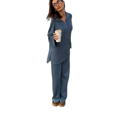 Damen Strickpullover Kapuze Reißverschluss Eveloria