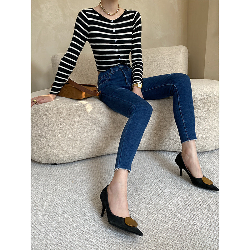 Damen Jeans Hochbund Figurbetonter Stil Eveloria - Eveloria