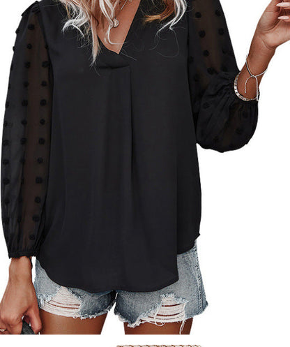 Damen Bluse mit Puffärmeln und Polka Dot Muster