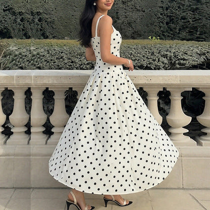 Damen Maxi-Kleid Polka-Dots Elegantes Design